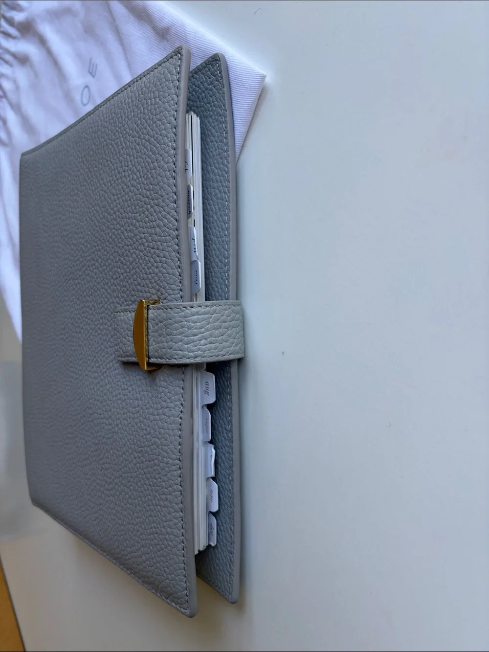 Neely & Chloe Light Gray Leather Planner with Gold Accent
